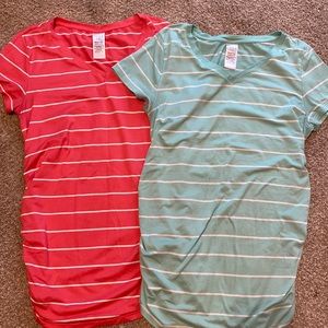 Pair of maternity v neck shirts